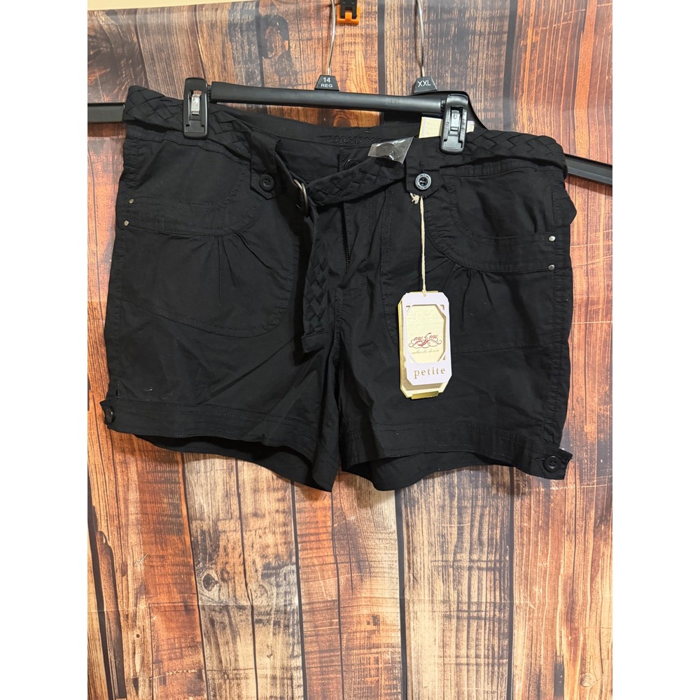 One 5 One Womens Petite Braided Belted Shorts Black Size 14P MPSH9834Z